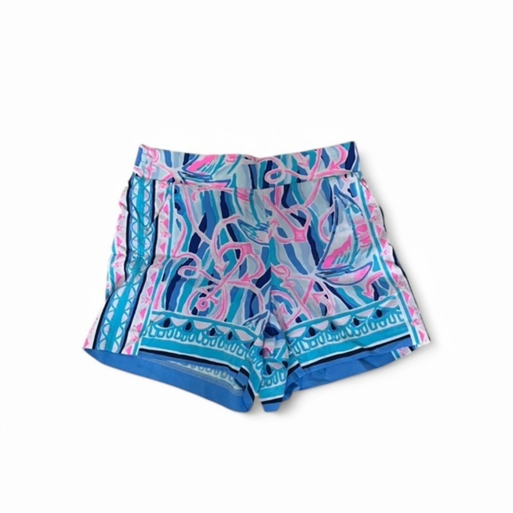 Lilly Pulitzer Neilah Reel Nauti Engineered Shorts, Size XXS. Skim Blue.